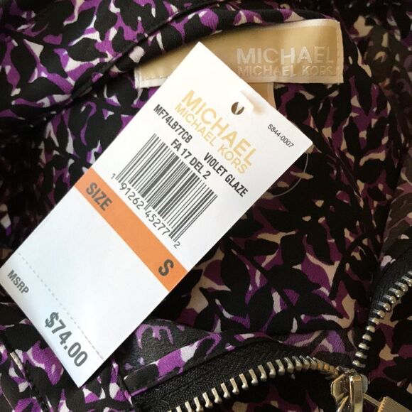 MICHAEL Michael Kors purple/black print silky top - Picture 7 of 7